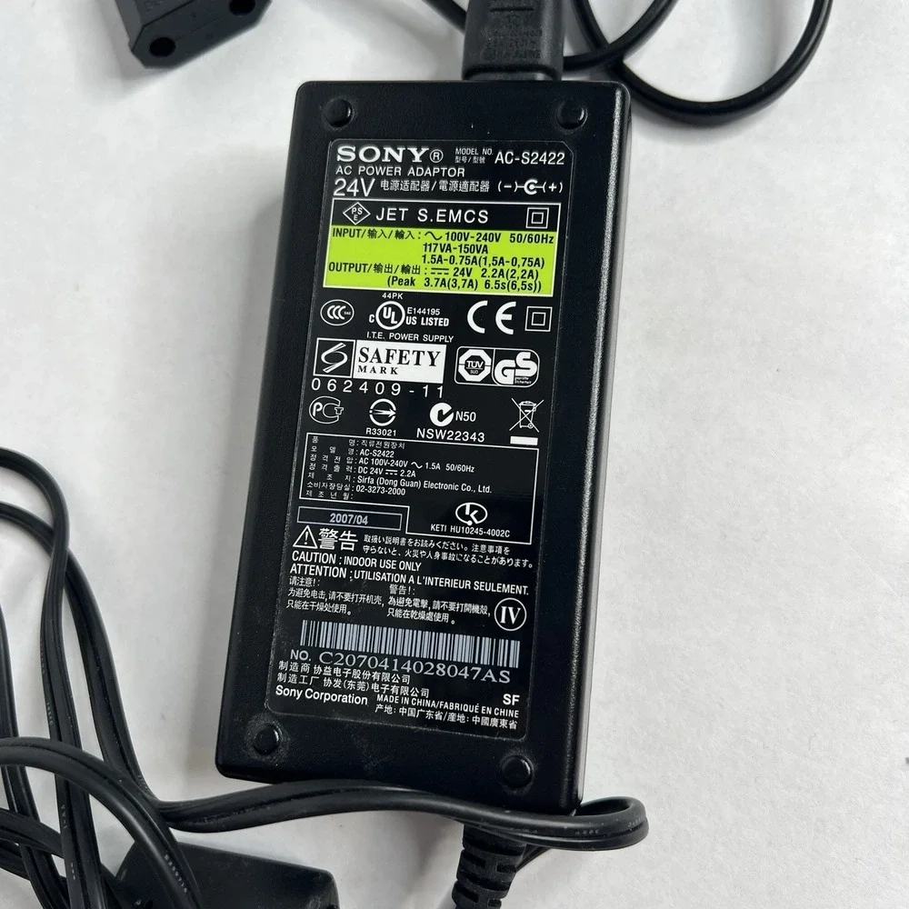Sony Photosmart 245 Compact Photo‎ Printer Power Cord w/ Adapter (used Overseas)
